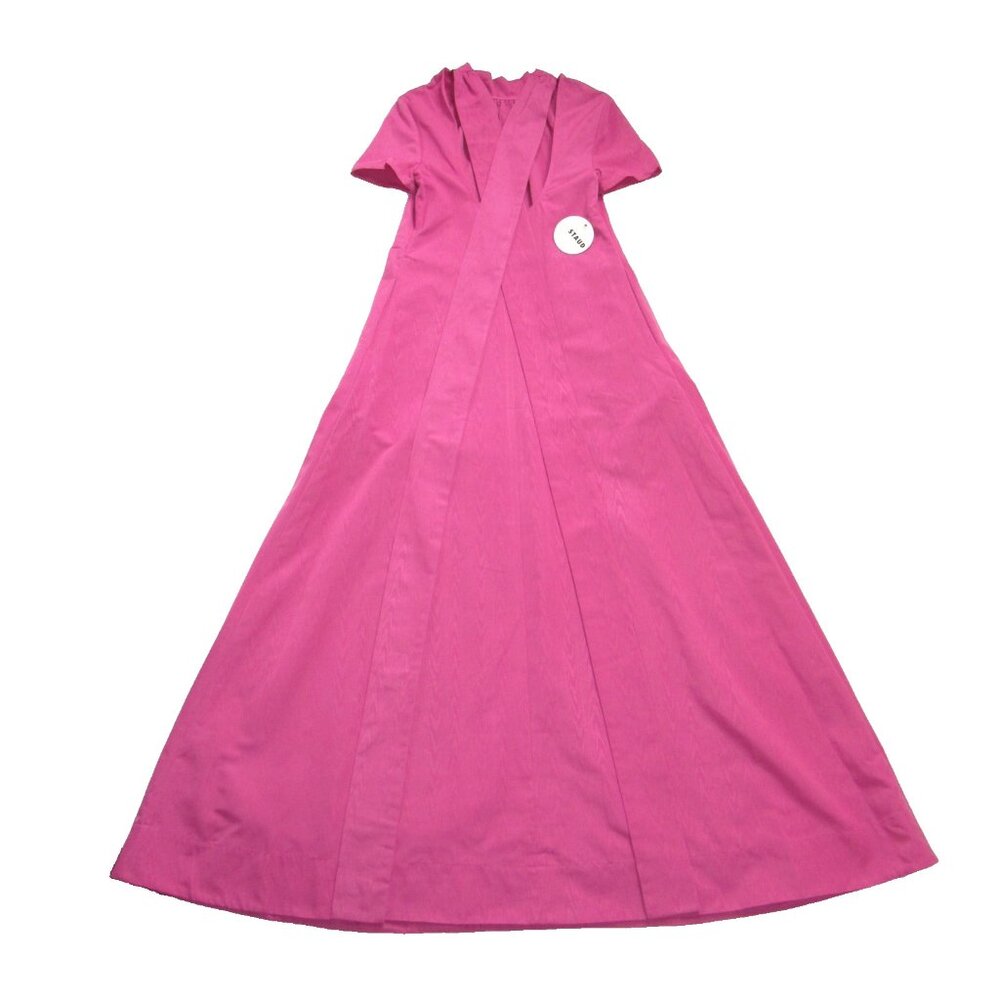 NWT Staud Ilana in Lollipop Pink Taffeta Tie Back A-line Maxi Dress S $375 - Picture 10 of 15